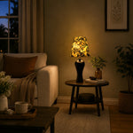 Cargar imagen en el visor de la Galería, Black floral table lamp beside sofa
