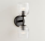 Load image into Gallery viewer, Bravira Ribbed Glass Sconce - Metal Wall Light with Clear Glass Shade
