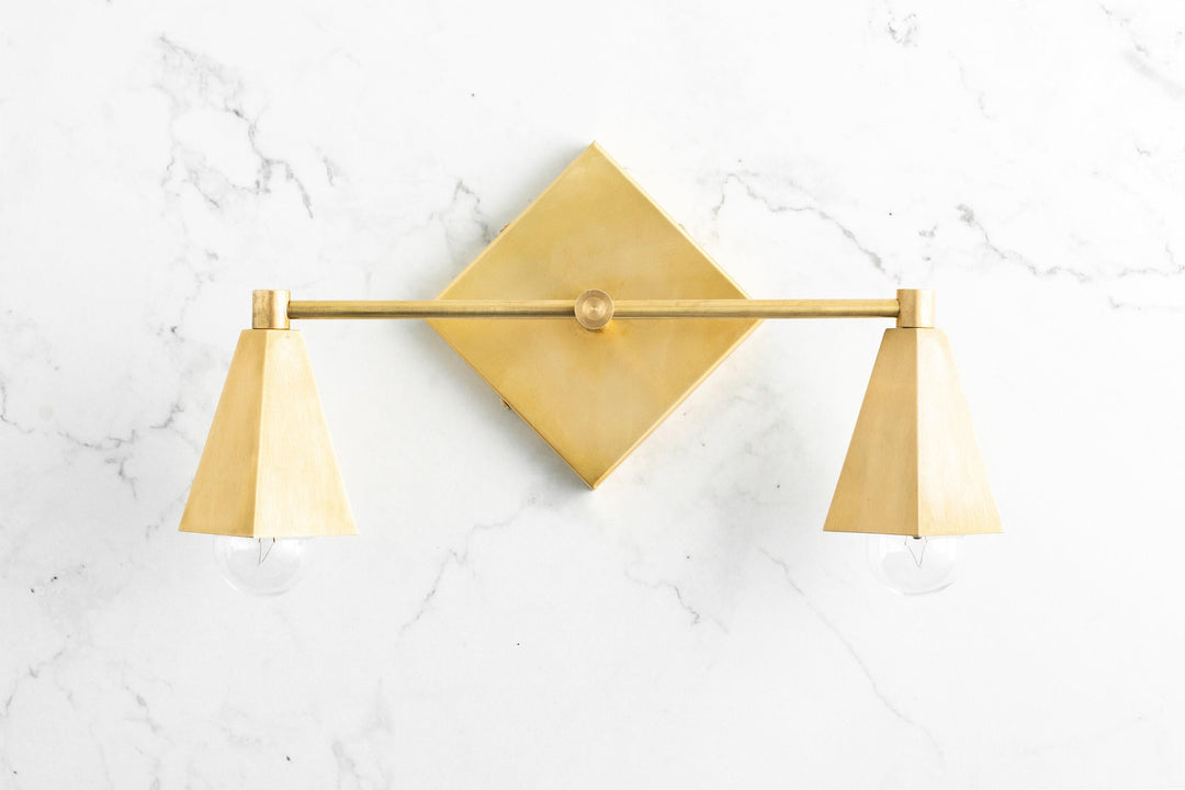 Ornato Luxe Geometric Vanity Light - Solid Brass Art Deco Bathroom Lighting