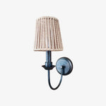 Carica l'immagine nella visualizzazione Galleria, Antique brass wall sconce with C woven shade