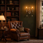 Carica l'immagine nella visualizzazione Galleria, Two-light wall sconce installed beside a study wall with framed art
