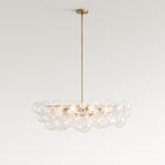 Load image into Gallery viewer, Bravira Glass Bubbled Chandelier - Vintage Brass Oval Glass Lighting
