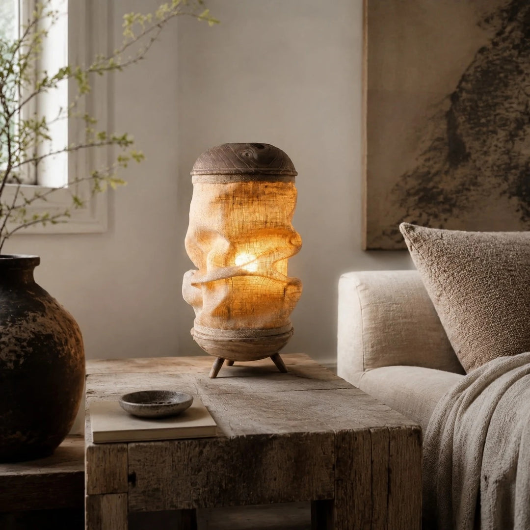 Bedroom styling scene with gathered linen style