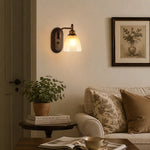 Cargar imagen en el visor de la Galería, Antique bronze amber glass wall sconce