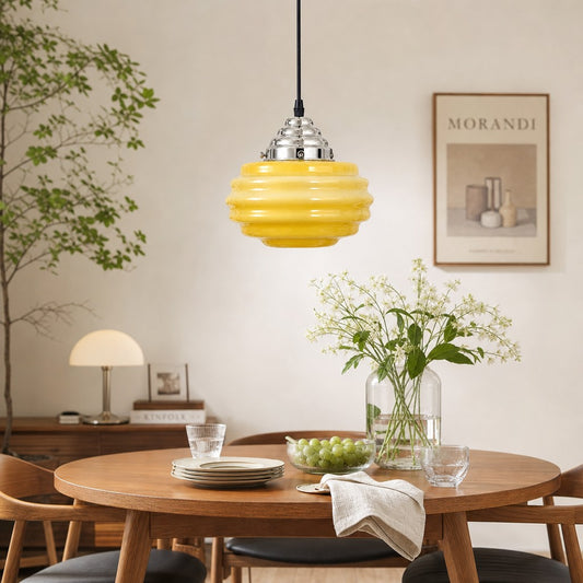 Lámpara colgante decorativa de vidrio Cirren – Lámpara colgante de colores en varias capas para iluminación de dormitorio