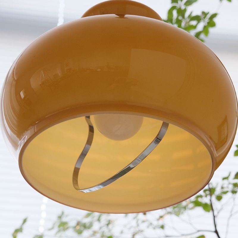 Lampada a sospensione in vetro crema retrò Lunea – Lampada vintage nordica per camera da letto e sala da pranzo