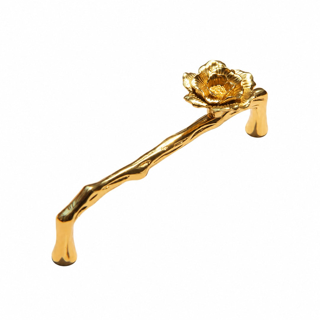 Rose brass cabinet handle with 5.0 in c-c / 12.8 cm c-c mounting