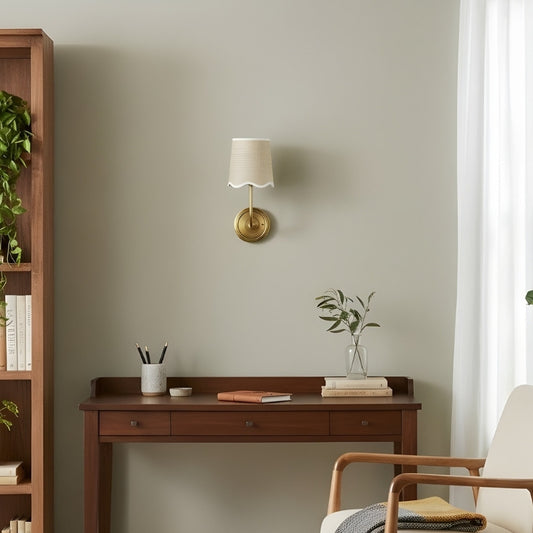 Glissum Contemporary Metal and Linen Wall Lamp with Soft Diffused Shade for Hallway or Entry