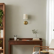 Glissum Contemporary Metal and Linen Wall Lamp with Soft Diffused Shade for Hallway or Entry