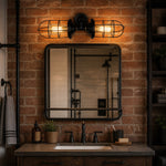 Cargar imagen en el visor de la Galería, industrial cage wall sconce installed scene