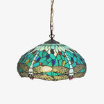Afbeelding laden in galerijweergave, TF Dragonfly Blauwe Tiffany Plafondlamp – Art Nouveau Glas-in-Lood Hanglamp voor Woonkamer