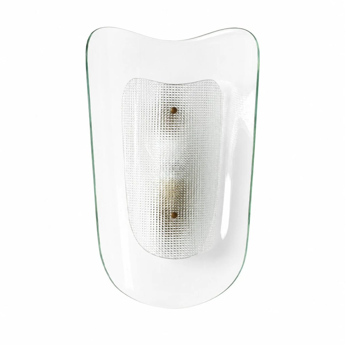 Clear glass wall sconce on a white background