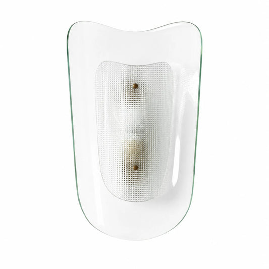 Clear glass wall sconce on a white background
