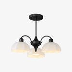 Load image into Gallery viewer, Black milk glass chandelier with 3 lights