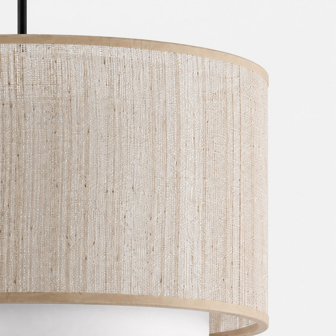 Lampada a sospensione a tamburo in lino Wabi-Sabi