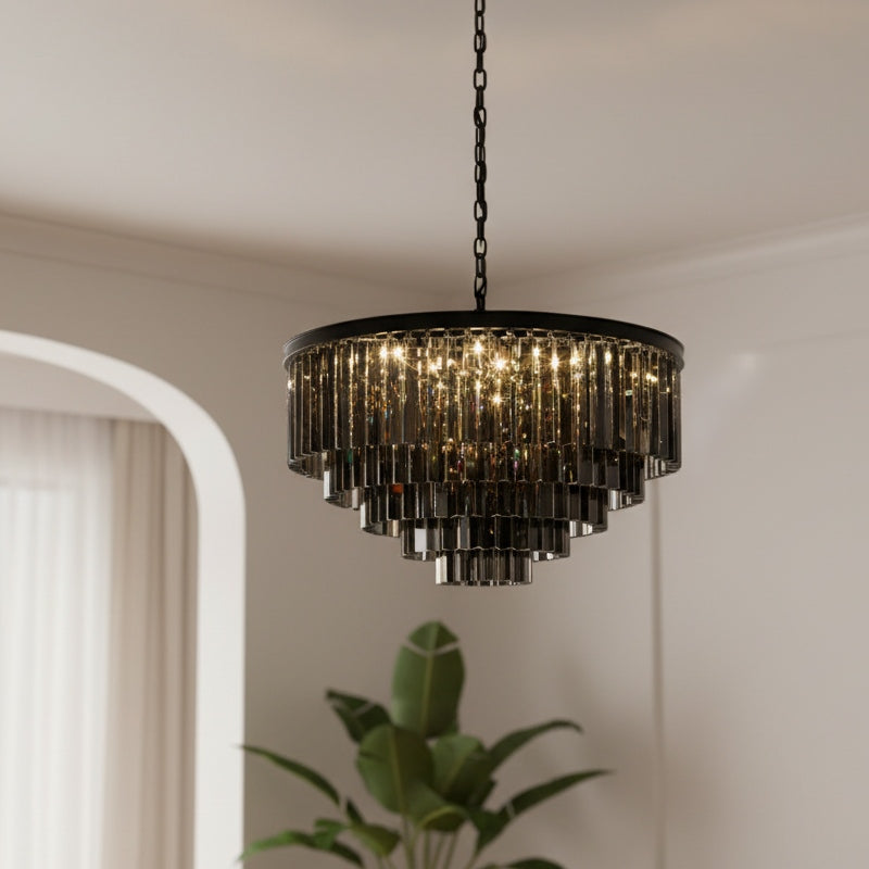 Aurevon Kristallen Prisma Metalen Frame Moderne Plafondkroonluchter voor Huis en Hotel