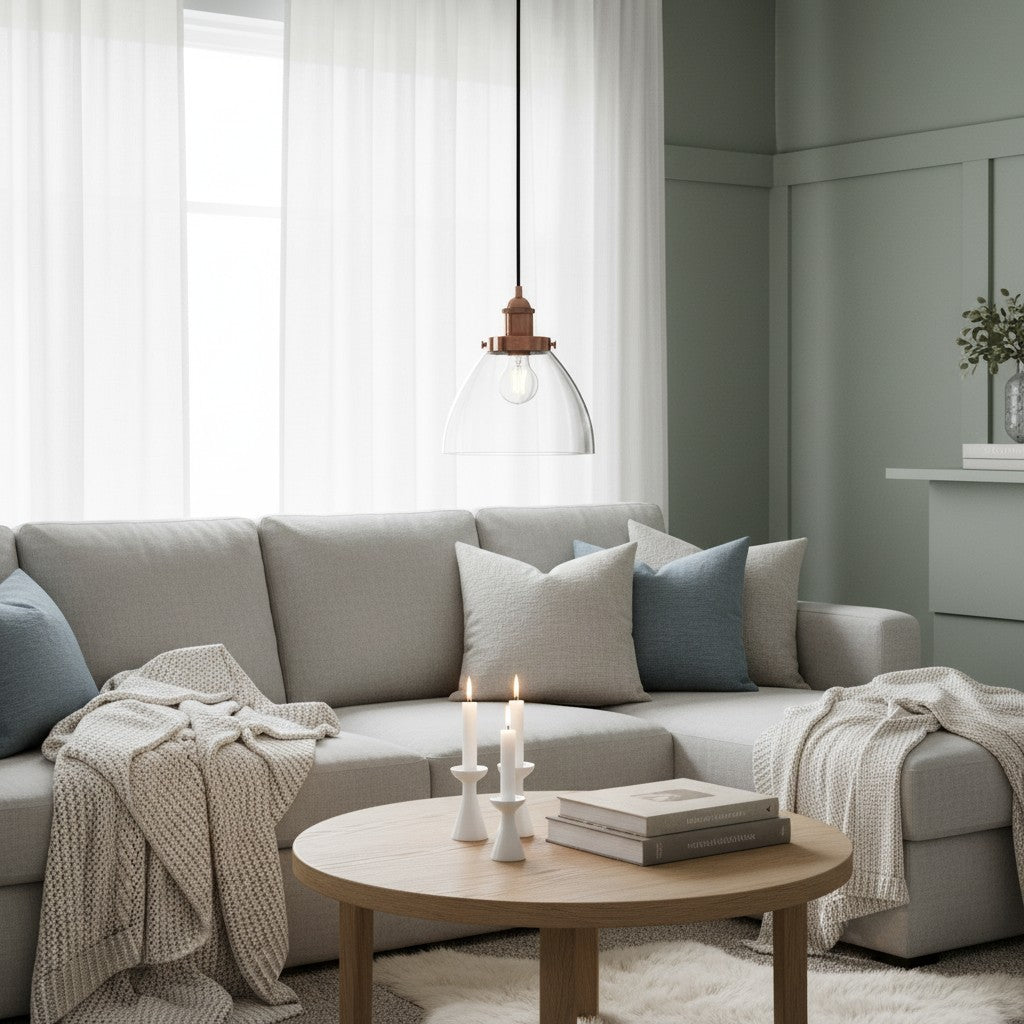 Novera Art Deco koepel verstelbare hoogte glazen kap hanglamp - Woonkamer