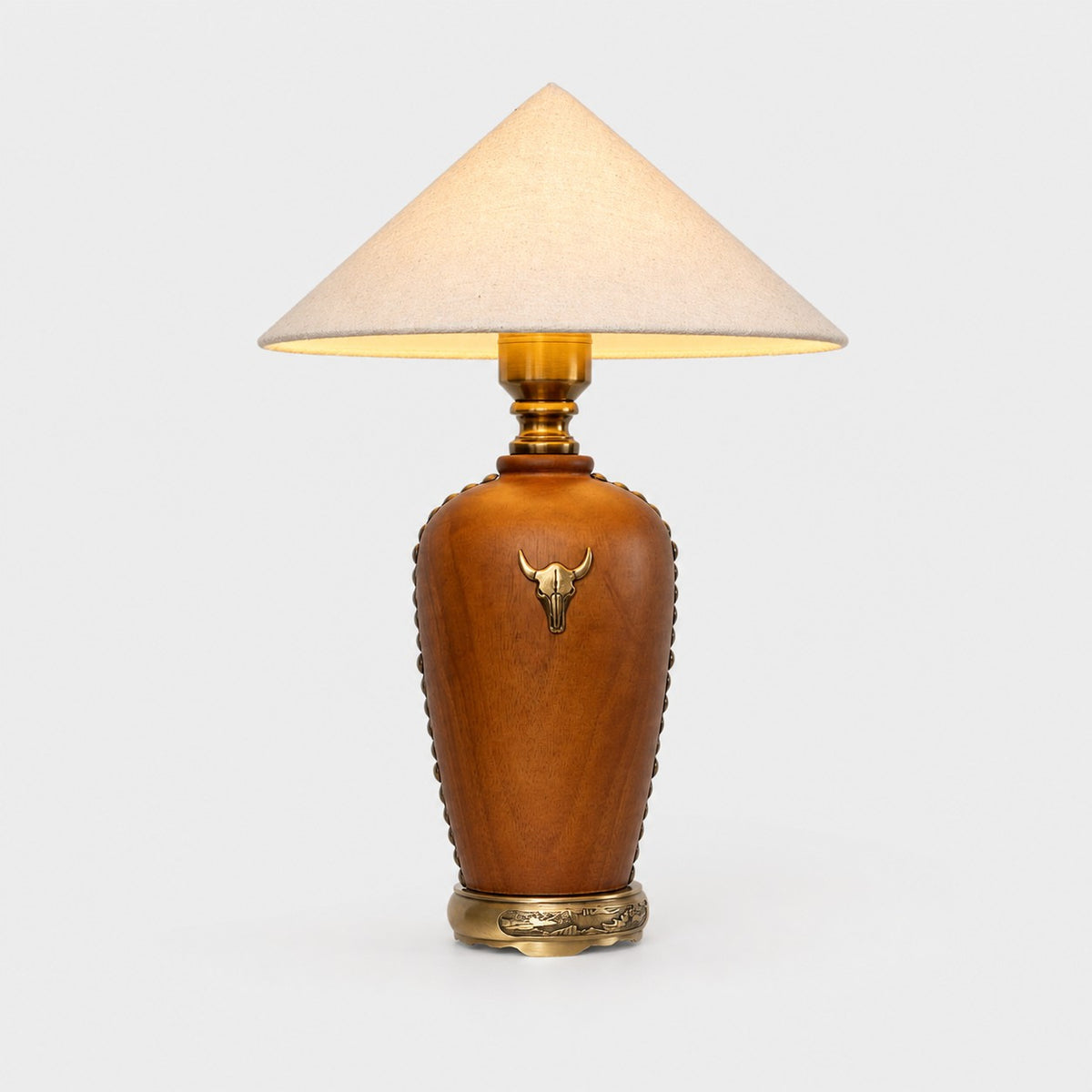 Off-white shade wood table lamp