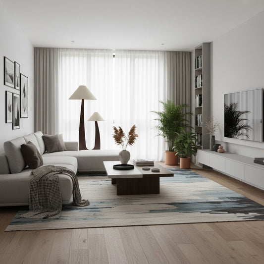 Lámpara de Pie Cordove Arc – Madera Maciza Orgánica Moderna y Tela para Salas de Estar
