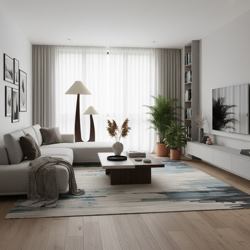 Cordove lampa podłogowa Arc – nowoczesne organiczne drewno lite i tkanina do salonów