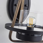 Cargar imagen en el visor de la Galería, Clear glass shade and black metal lower ring detail