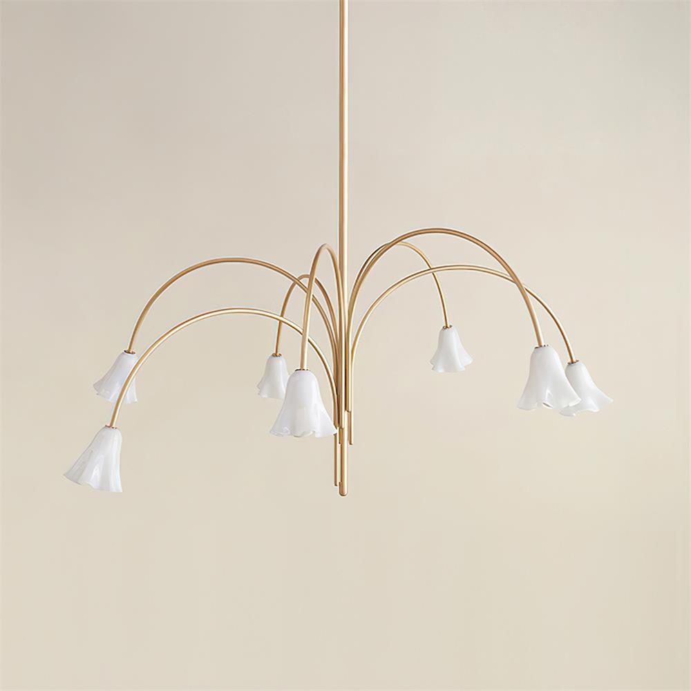 Bellina Modern Romantic Chandelier - Botanical Lily Design with Glass Flowers