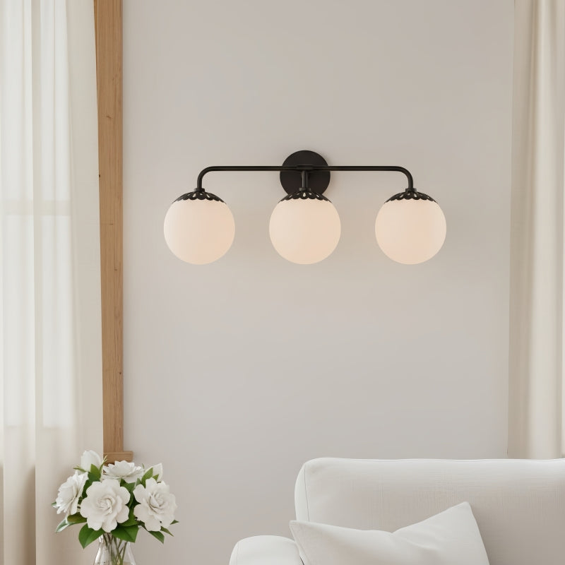 Vinbrea Lampada da Parete con Globo di Vetro - Luce Minimalista con Braccio Curvo per Soggiorno