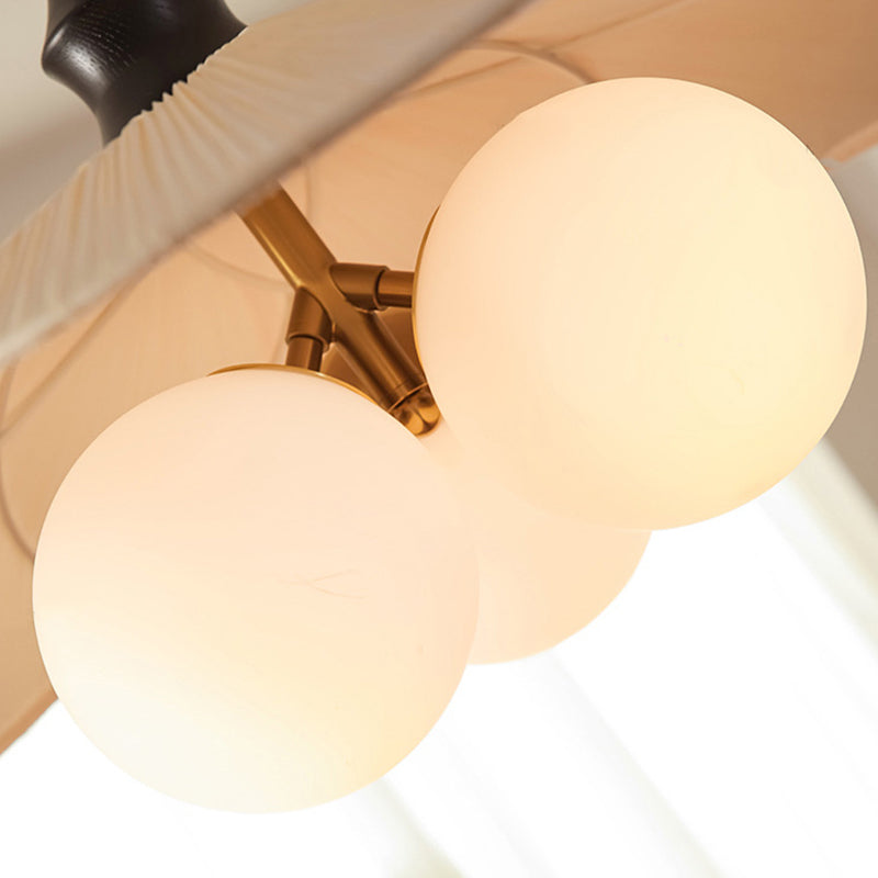 Orrise Vintage Inspirierter 3-Licht Hängender Kronleuchter - Holz, Metall und Stoffakzente Heimbeleuchtung