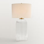 Load image into Gallery viewer, Bravira Ribbed Glass Table Lamp - Modern Lighting with Linen Shade
