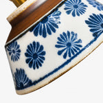 Cargar imagen en el visor de la Galería, Close view of blue floral hand-painted ceramic pattern