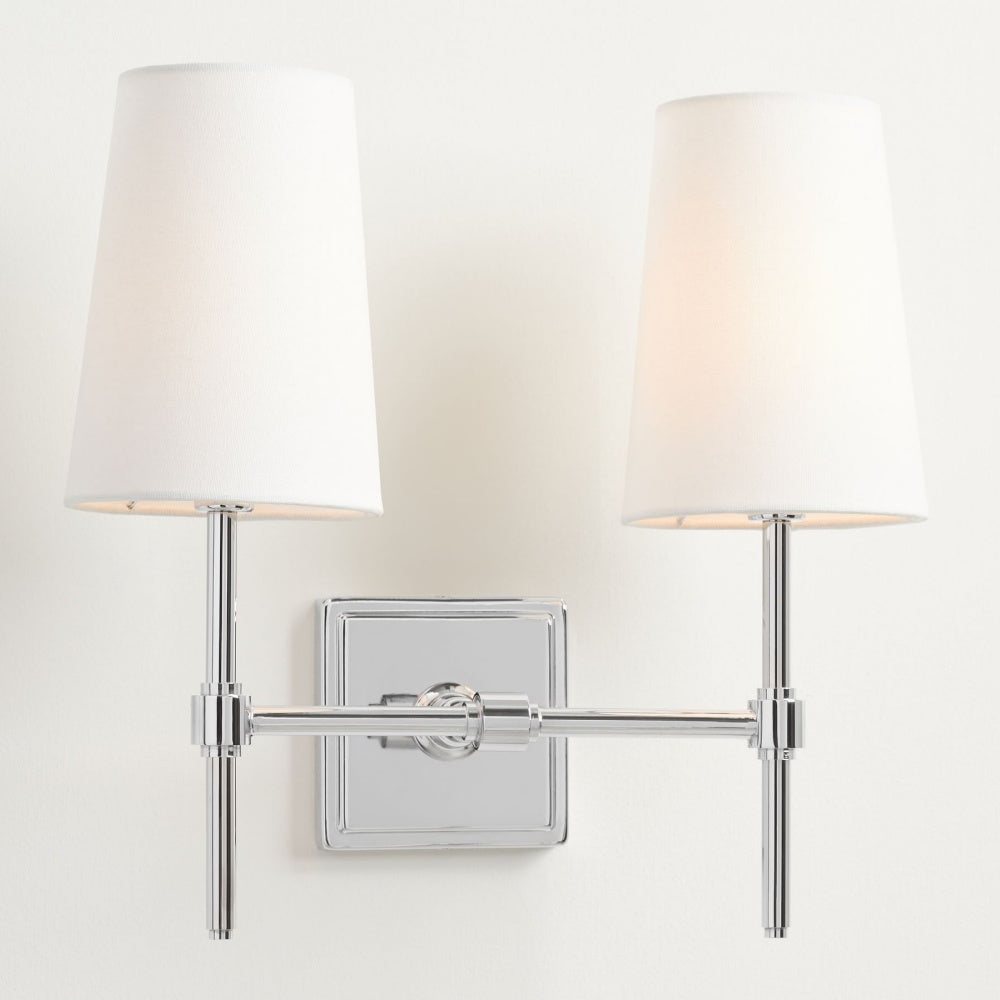 Derlina White Linen Shades Wall Lamp – Retro Metal Multi-Head Lighting Fixture