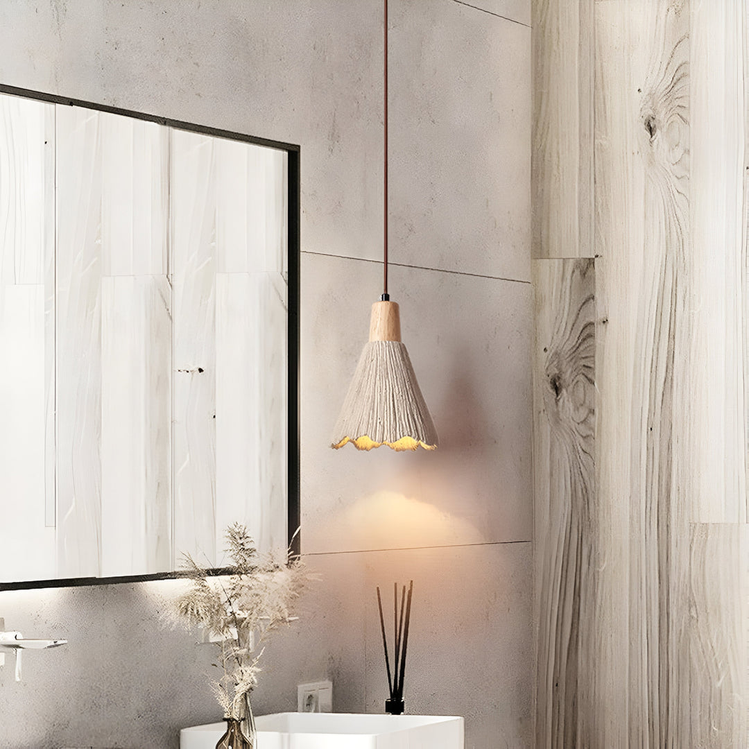 Lámpara colgante LED retro crema estilo Wabi-Sabi