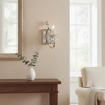 Afbeelding laden in galerijweergave, Talonis Kristal Accent Wandlamp – Gebogen Chroom Armontwerp voor Woon- en Halruimtes