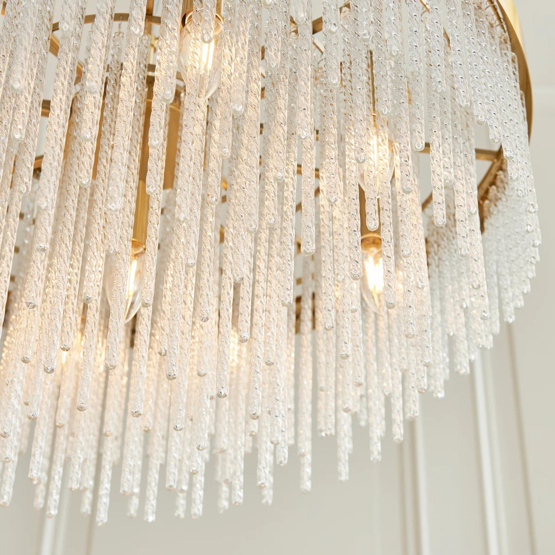 Cavara meerlaagse glazen staafkroonluchter – gelaagde messing hanglamp voor eetkamer en entree