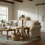 Afbeelding laden in galerijweergave, TF Astoria Art Deco Tiffany-tafellamp – Geslepen en iriserende kap voor slaapkamer of woonkamer