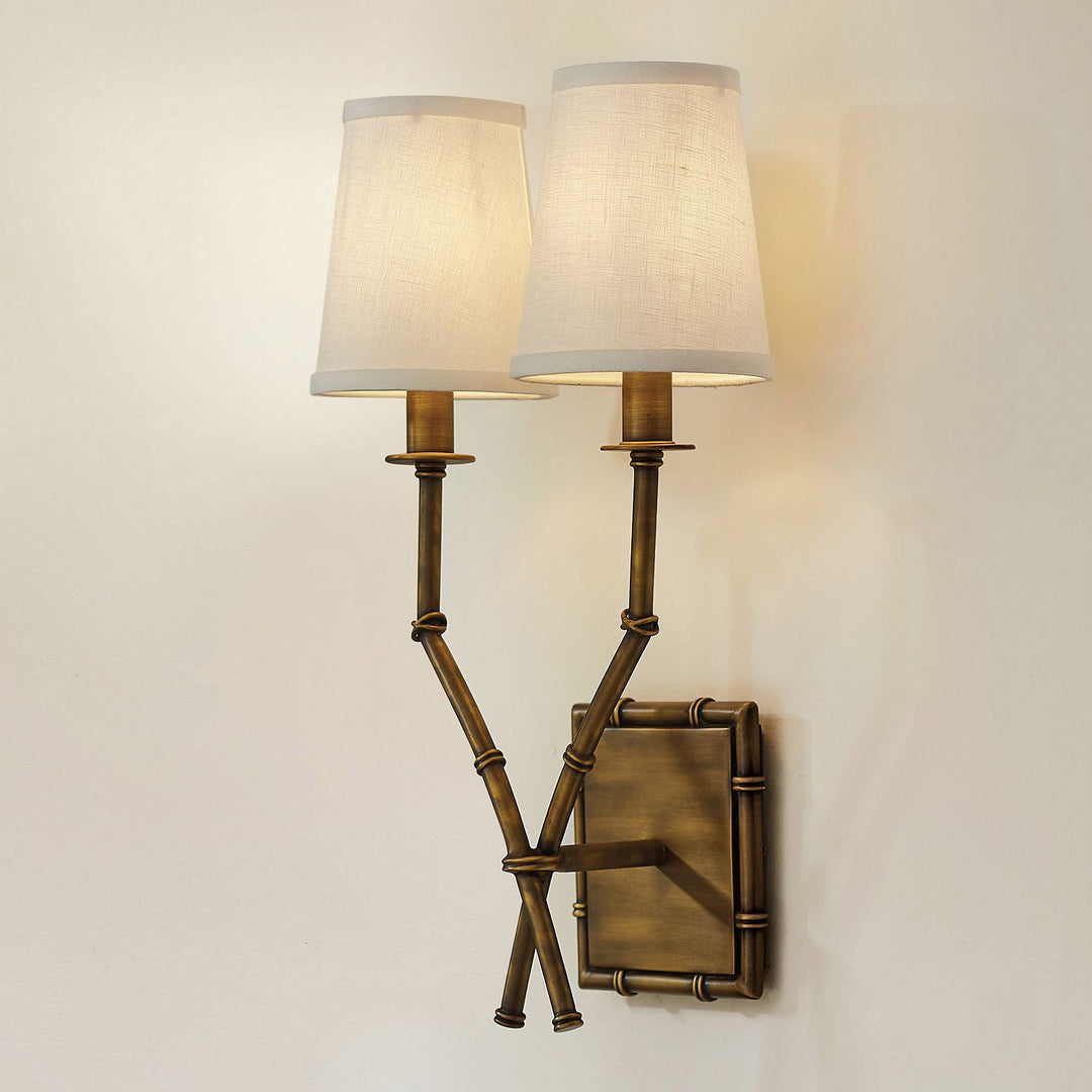 Doppelarm Bambus-Wandleuchte