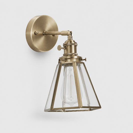 Vintage-Wandleuchte aus Messing und Glas