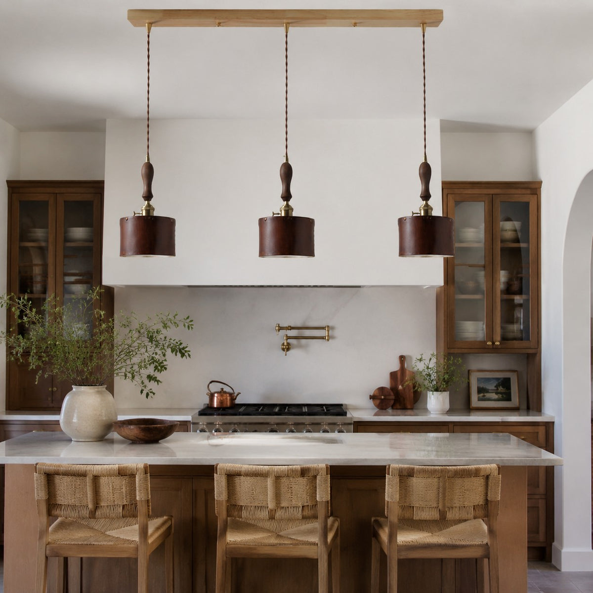 Modern Minimalist Leather Shade Pendant Light