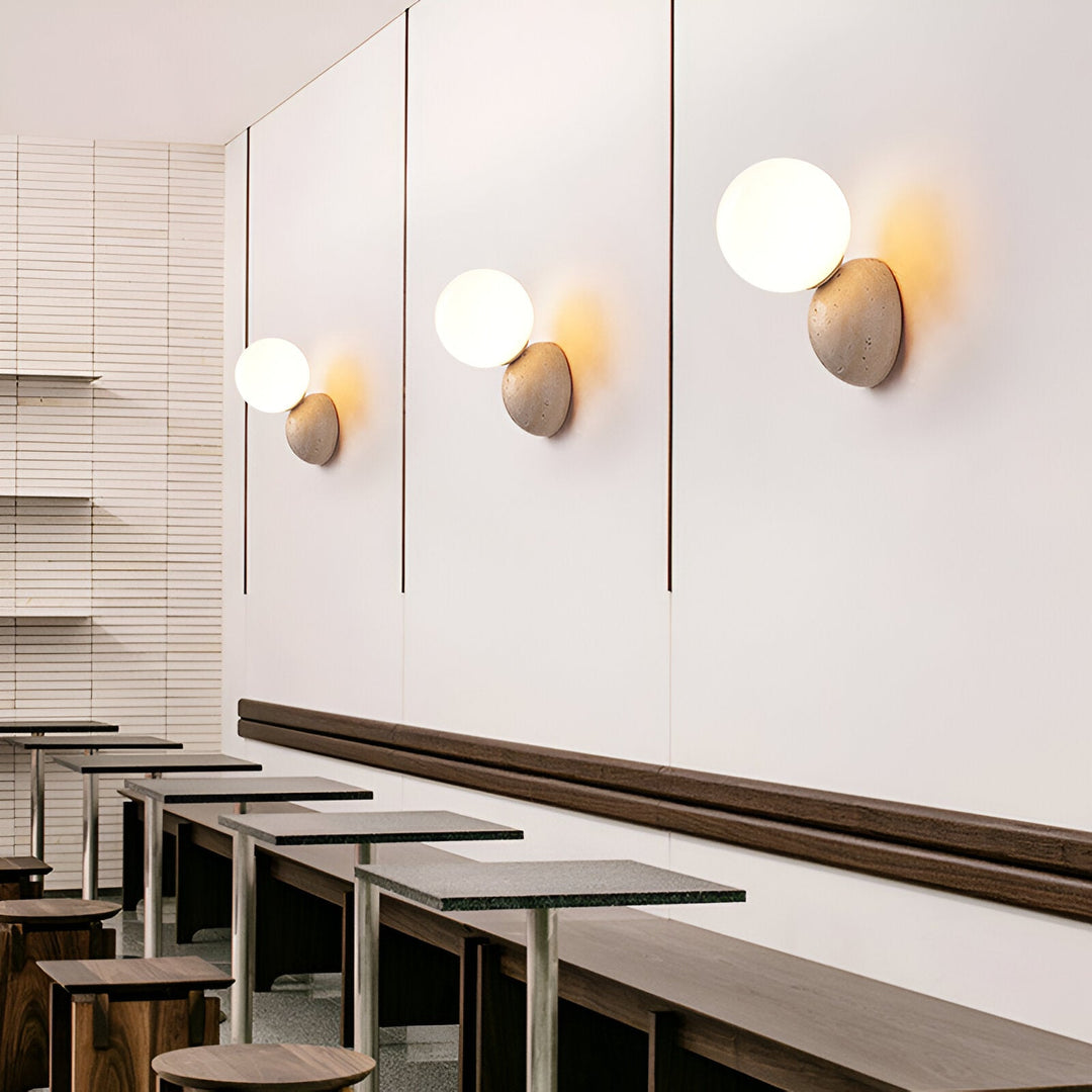 Travertine Round Glass Wall Fixture