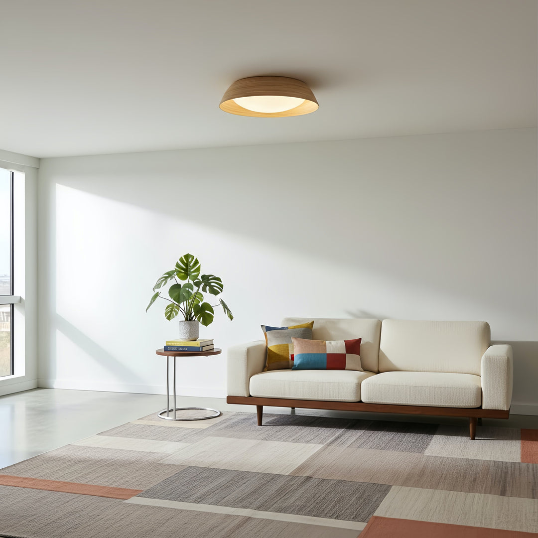 Bambori Japandi Style Bamboo Textured Ceiling Lamp - Natural Accent Light for Living Room