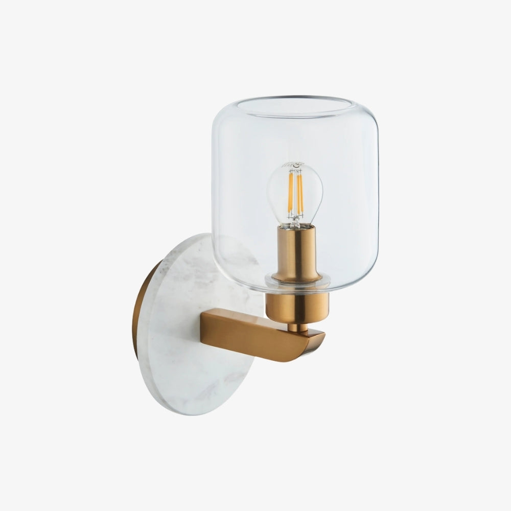 Lámpara de Pared Moderna de Mármol Korlisse - Latón Vintage y Acento de Vidrio Transparente para Sala de Estar y Pasillo