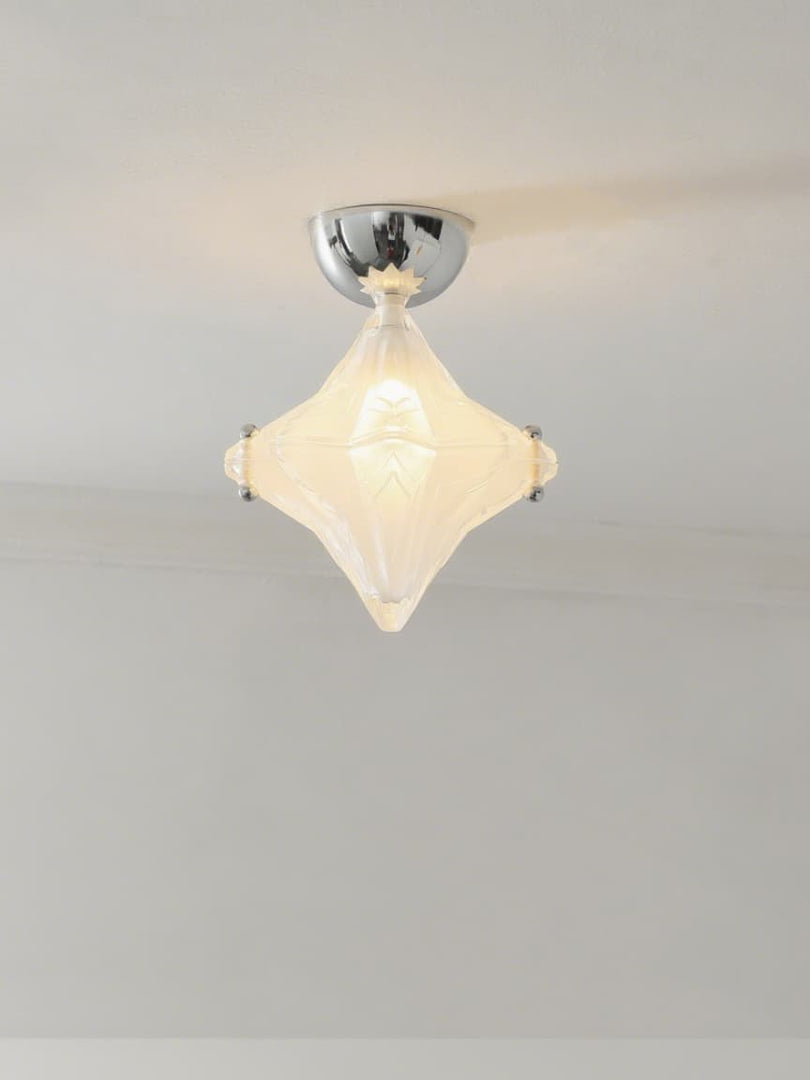 Art Deco Star Ceiling Lamp – Frosted Glass Fixture for Hallway & Entryway – Astris Ceres