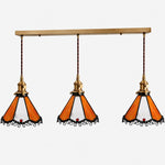 Cargar imagen en el visor de la Galería, Orange three-light stained glass linear pendant