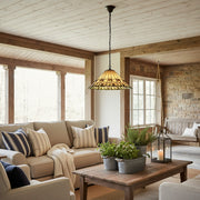 TF Jamelia Plafonnier Dôme en Vitrail Floral Vintage pour Salles à Manger