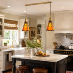 Cargar imagen en el visor de la Galería, orange red two-light kitchen island scene
