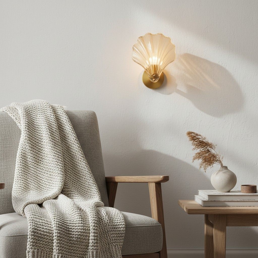 Shellora Stijlvolle Schelp Wandlamp – Sculpturale Glas- en Metaal Wandlamp voor Thuis N44