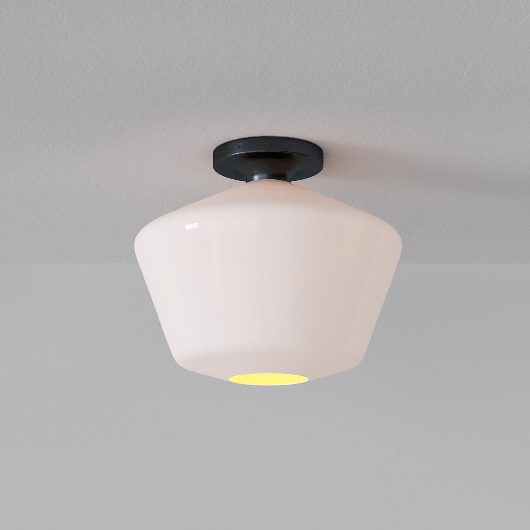 Merin Minimalist Sleek Geometric Glass Flushmount Light