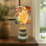 Bild in die Galerieansicht laden, Sculptural ceramic base and floral fabric shade table lamp