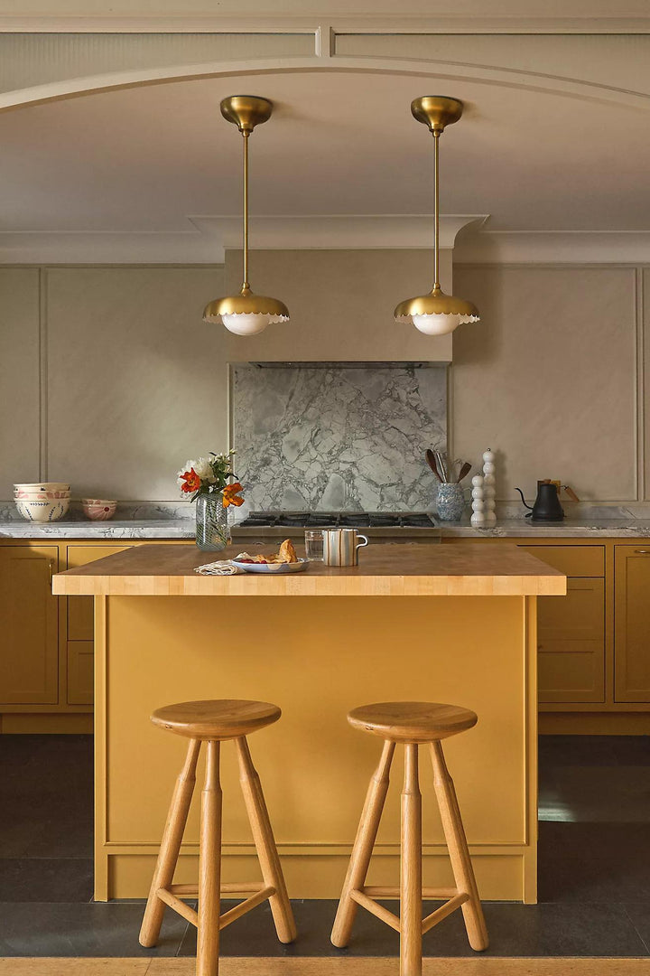 Rayla Sint-jakobsschelp Hanglamp – Messing Afwerking Retro Plafondlamp voor Eetkamer & Keuken
