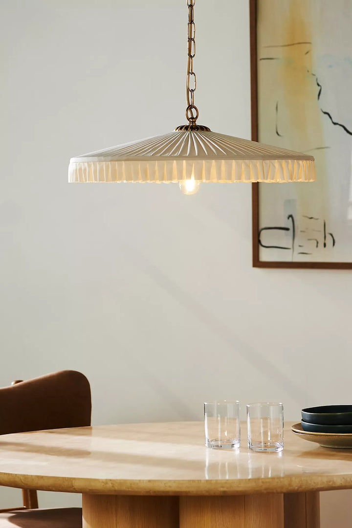 Elumina Zijde Geplooide Hanglamp - Klassiek Hangend Plafondarmatuur